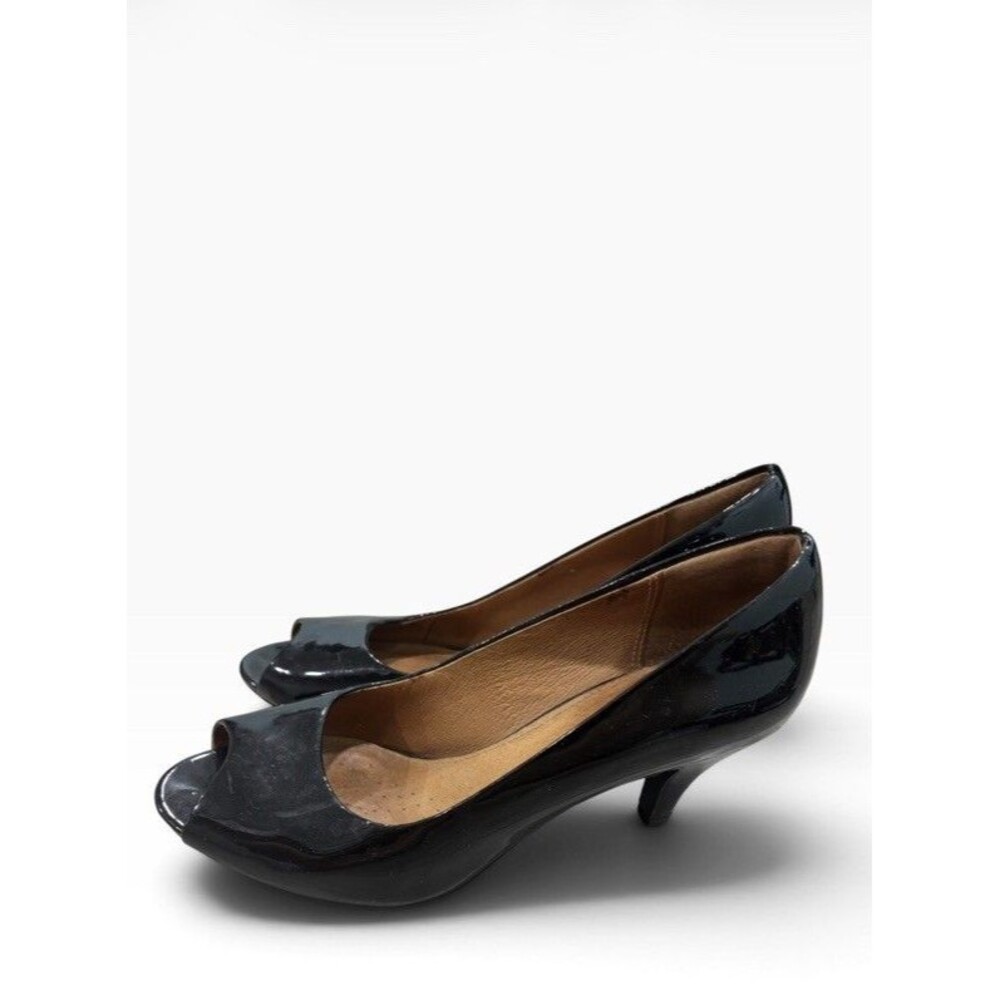 Clarks  Artisan Peep Toe Patent Leather Platform Heels Pump Women Size 9M Black